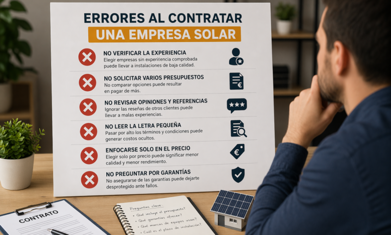Errores al contratar una empresa solar
