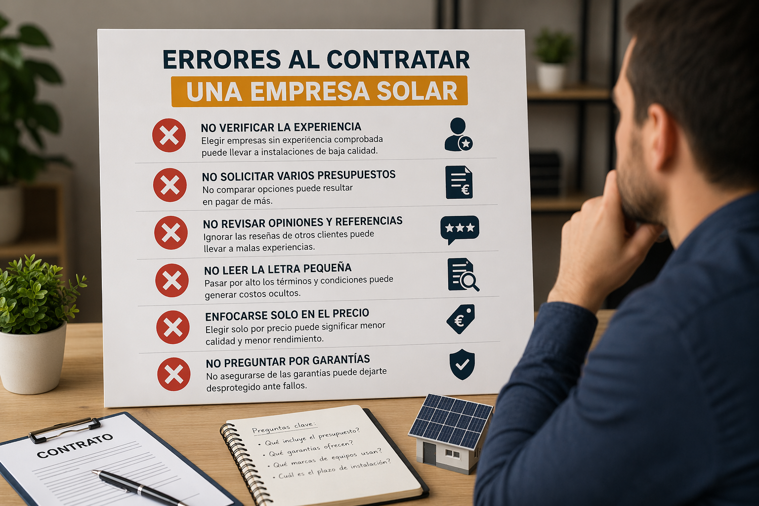 Errores al contratar una empresa solar