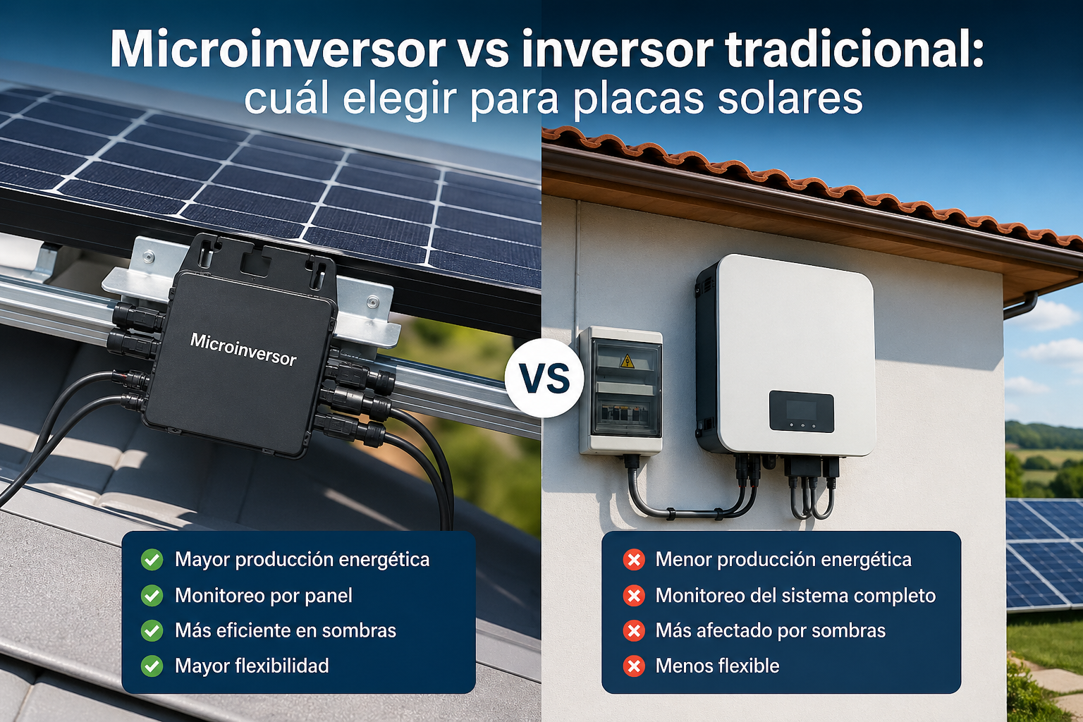 Microinversor vs inversor tradicional - cuál elegir para placas solares