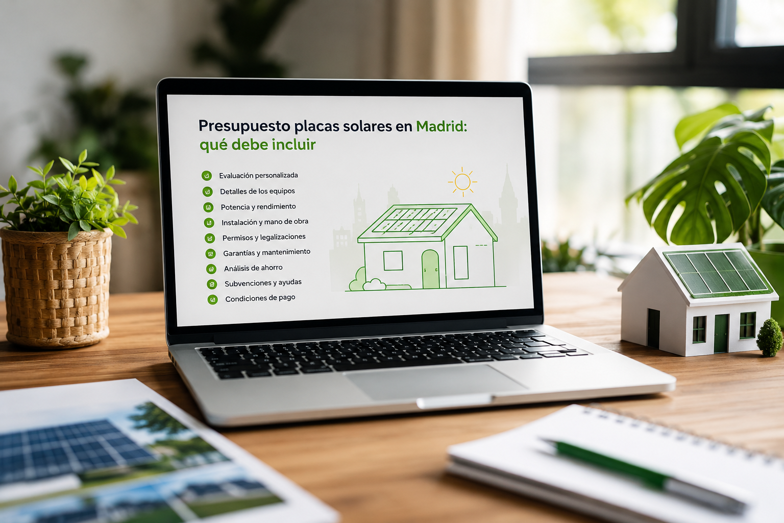 Presupuesto placas solares en Madrid: qué debe incluir